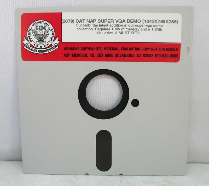 Vintage 1989 Atari Cat Nap Super VGA Video Demo on 5.25″ PC Floppy Disk – Tested