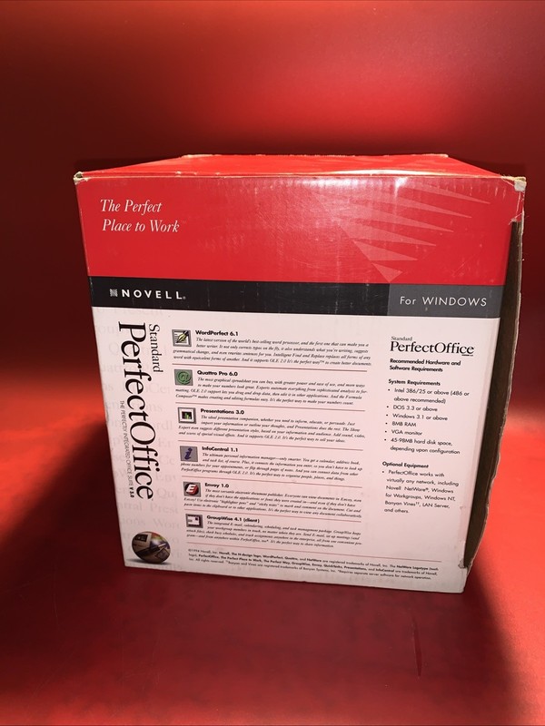 Novell PerfectOffice 3.0 Professional PC Quattro Presentations Paradox 5.0 + gallery