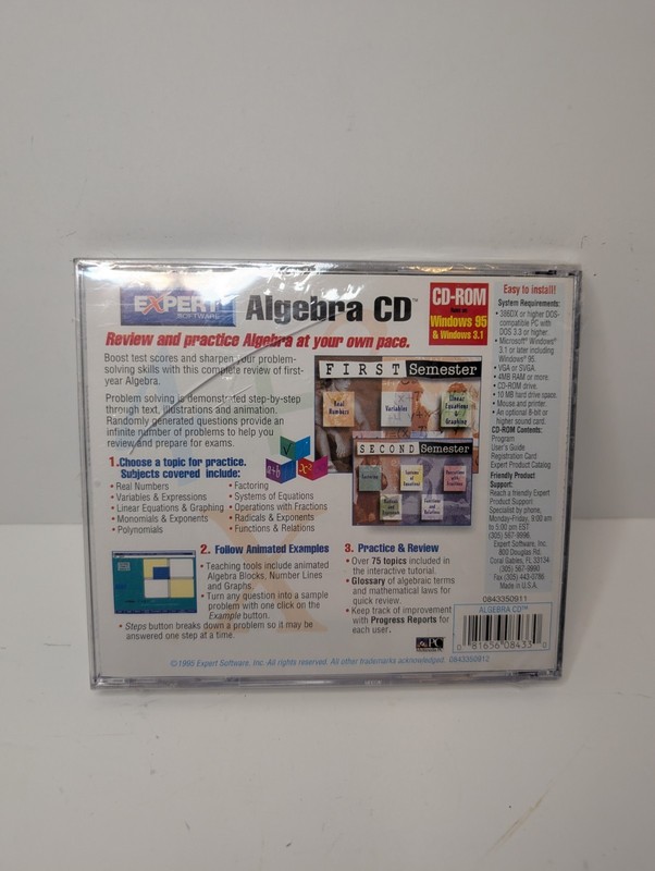 Vintage 1995 Expert Software Algebra Examples CD-ROM Jewel Case Windows 95/3.1 gallery