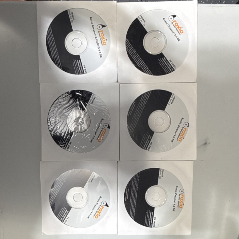 “Lot 6 Roxio Creator 9.0 DE OEM Install Discs PN XM893 – New/Sealed Bulk”