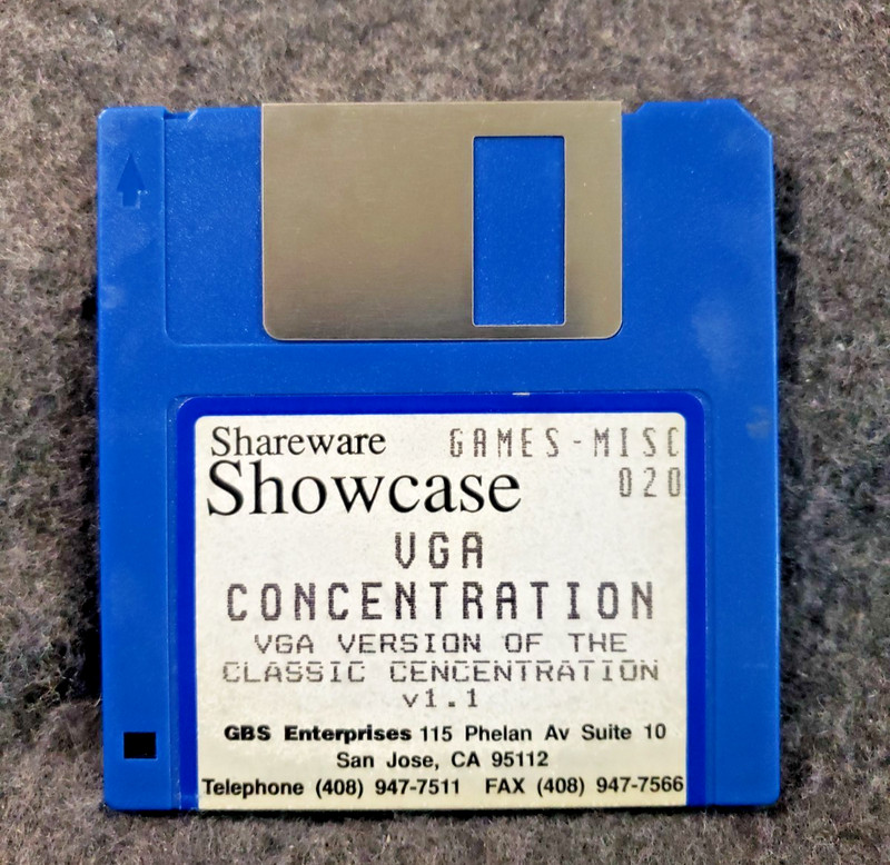 Shareware Showcase VGA Concentration by GBS Enterprises~3.5 floppy disk (C19B2) gallery