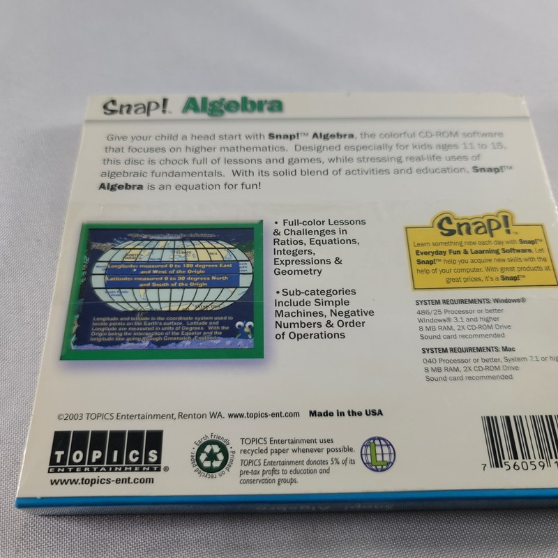 Snap Algebra Ages 11-15 Dual Platform Mac PC CD ROM Mathamatics 2003 gallery