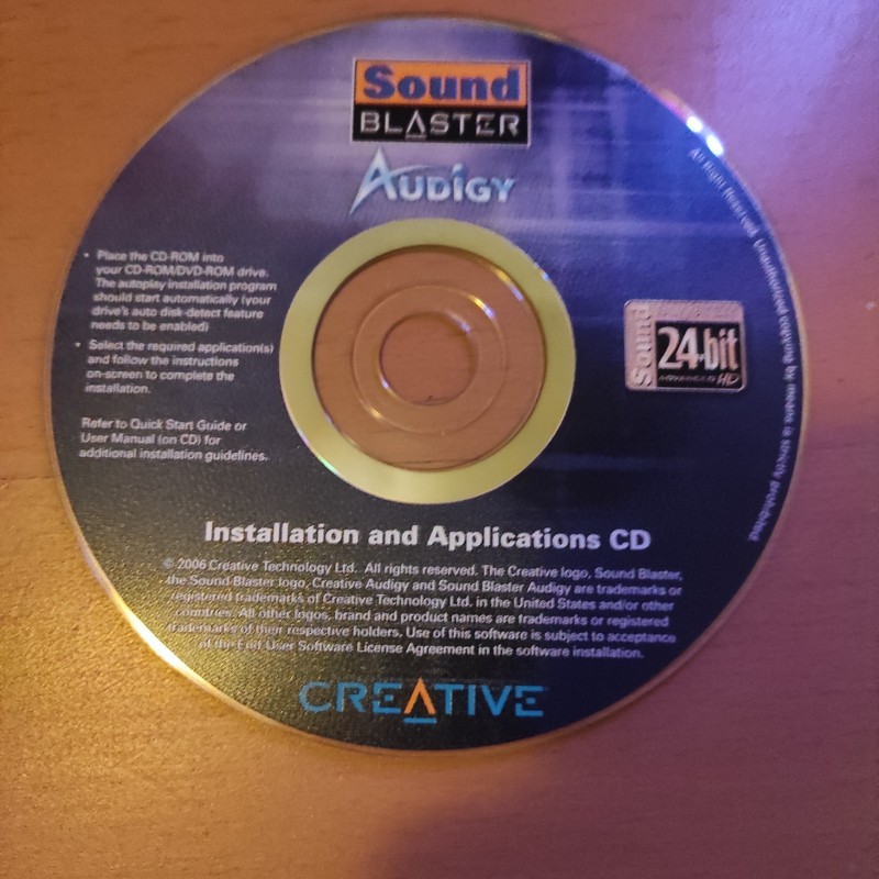 Sound Blaster Audigy 24 Bit Installation And Application CD