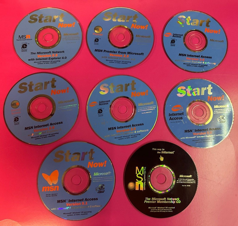 Microsoft Start Now! CD Rom Collection MSN Internet Access lot of 8