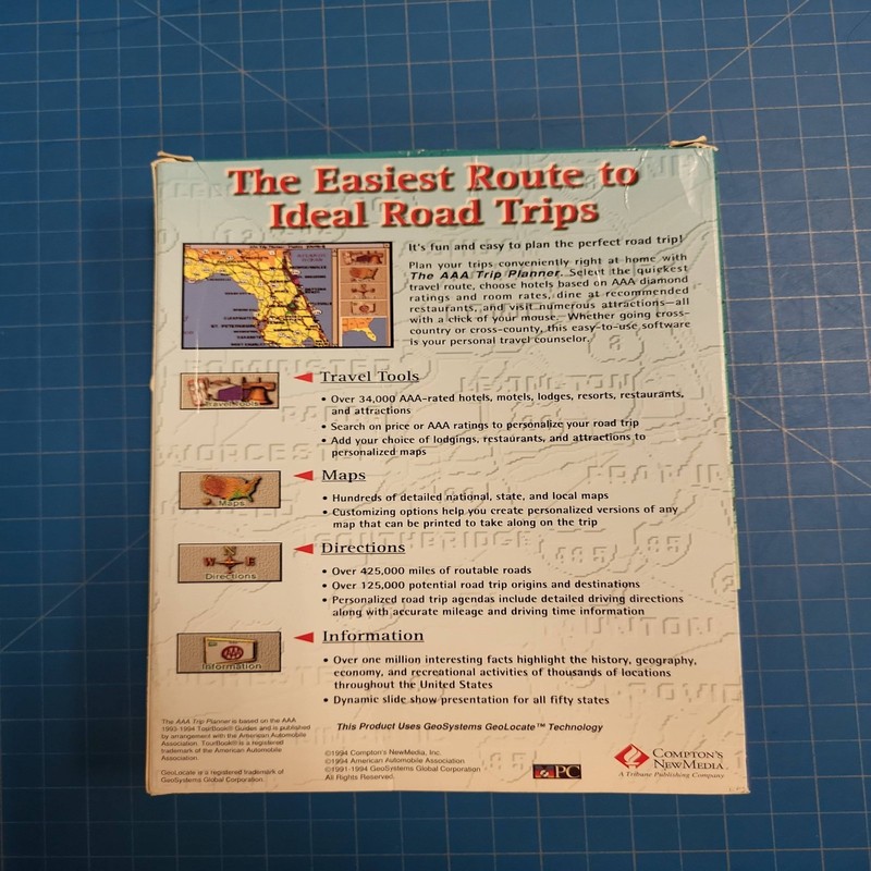 AAA Trip Planner CD-ROM 1994 Compton's NewMedia Road Trip Map PC Software gallery