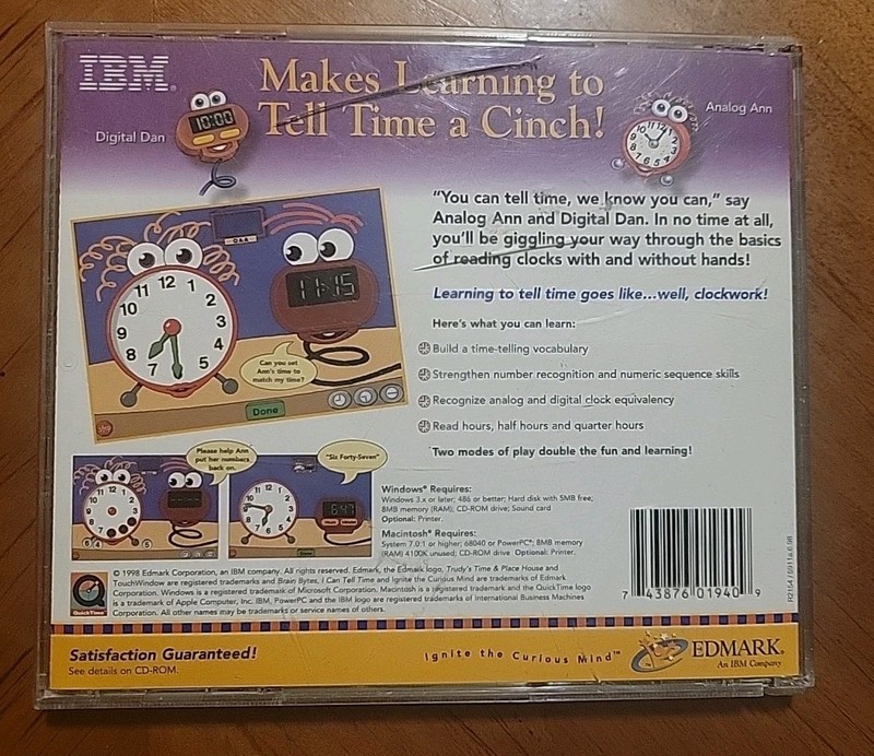 Brain Bytes I CAN TELL TIME Ages 4-7 (CD-ROM IBM 1998) Learn to tell time gallery