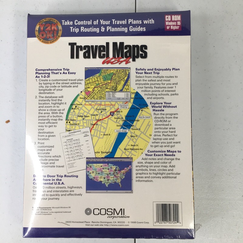 Swift Software – Travel Maps USA - Windows PC - 1998 -New/ Sealed CD Rom gallery