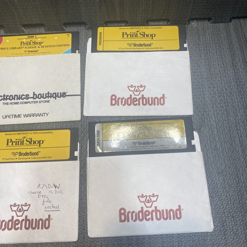 Lot Of 7 The Print Shop Broderbund Windows IBM TANDY 1992 w/ Floppy Disks gallery