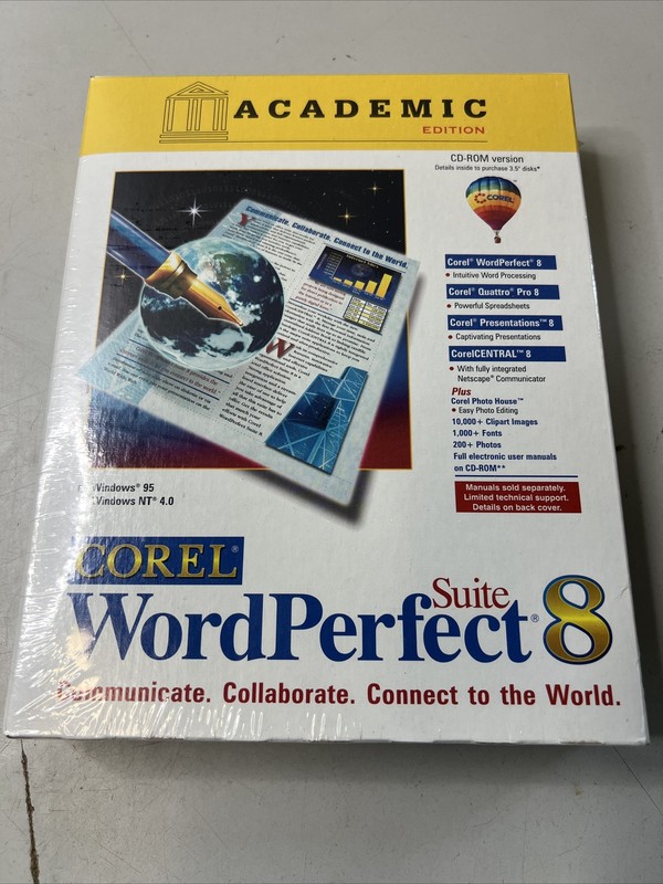 Corel WordPerfect Suite 8 PC For Windows 95/NT 4.0 CD-ROM Brand New Sealed
