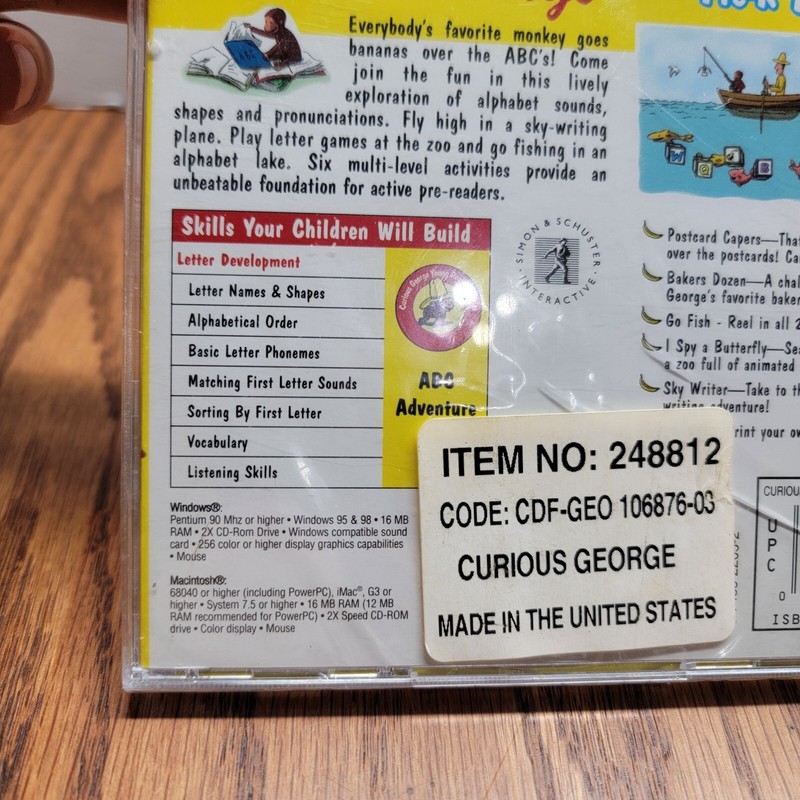 Curious George Pre-K ABC's (CD-Rom 2000) Simon& Schuster (Windows and Mac) gallery