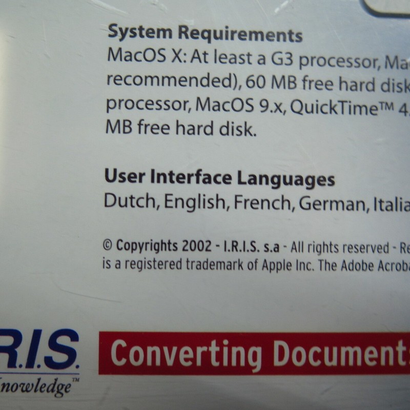Vintage 2002 Readiris 7 Pro OCR Software for Mac OS CD Rom Disc gallery