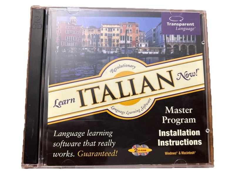 Learn Italian Now! Windows/Mac CD-Rom Transparent Language (2CD Roms ) Pre-Owned