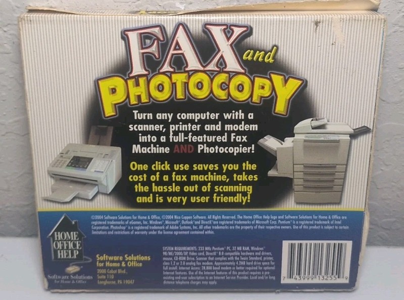 Fax and Photocopy Software Disk 2004 Solutions HTF PC CD ROM NEW B37 gallery