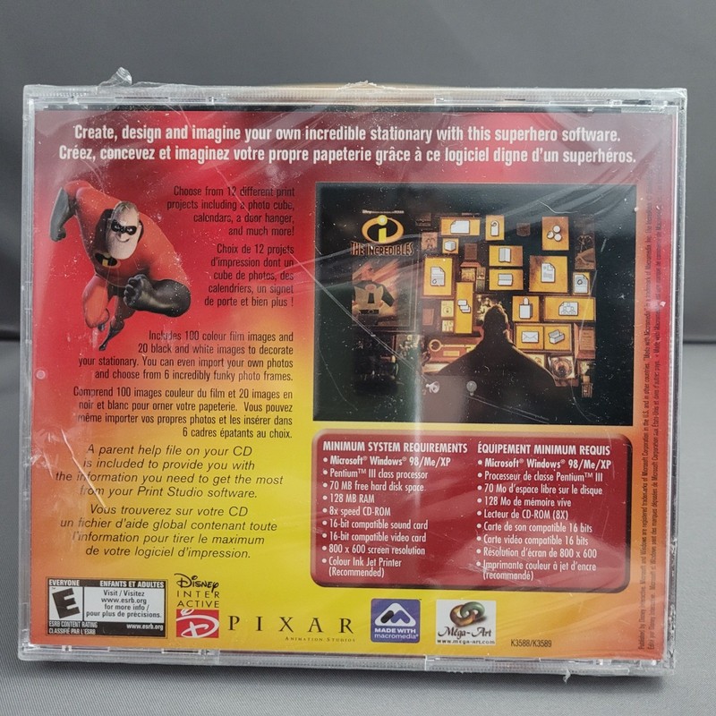 The Incredibles PC-CD ROM Print Studio Disney Pixar (PC CD-ROM, 2004) *SEALED* gallery