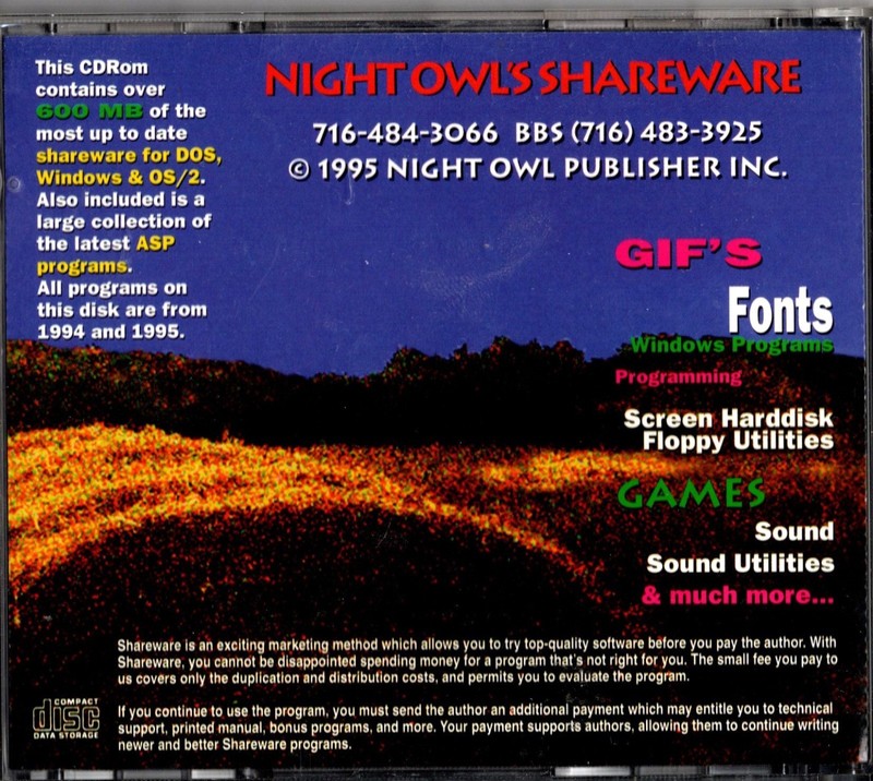 Night Owl CD The Best of Shareware! NOPV-15 CD-ROM 1995 PC DOS #13 gallery