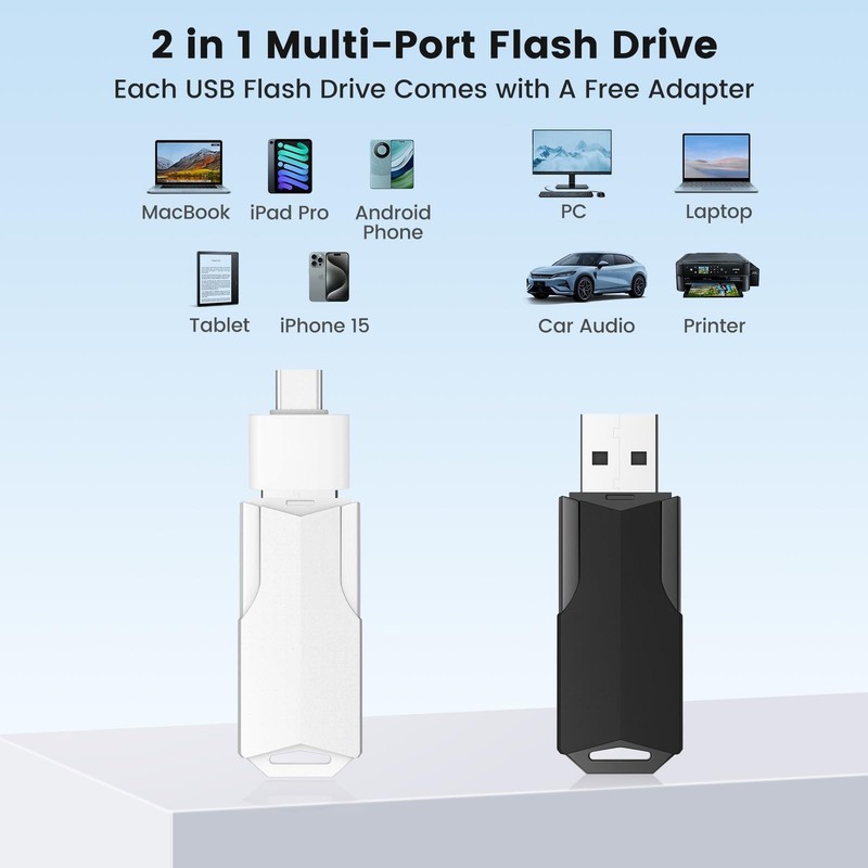 2GB Flash Drives 10 Pack Wooolken USB 2.0 Thumb Drives with 5 Pack USB C Adap... gallery