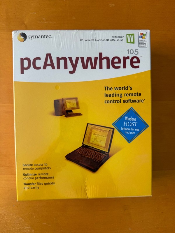 Symantec PC Anywhere 10.5 Windows XP Home/XP Pro/2000/NT4/ME/98/95 – New Sealed