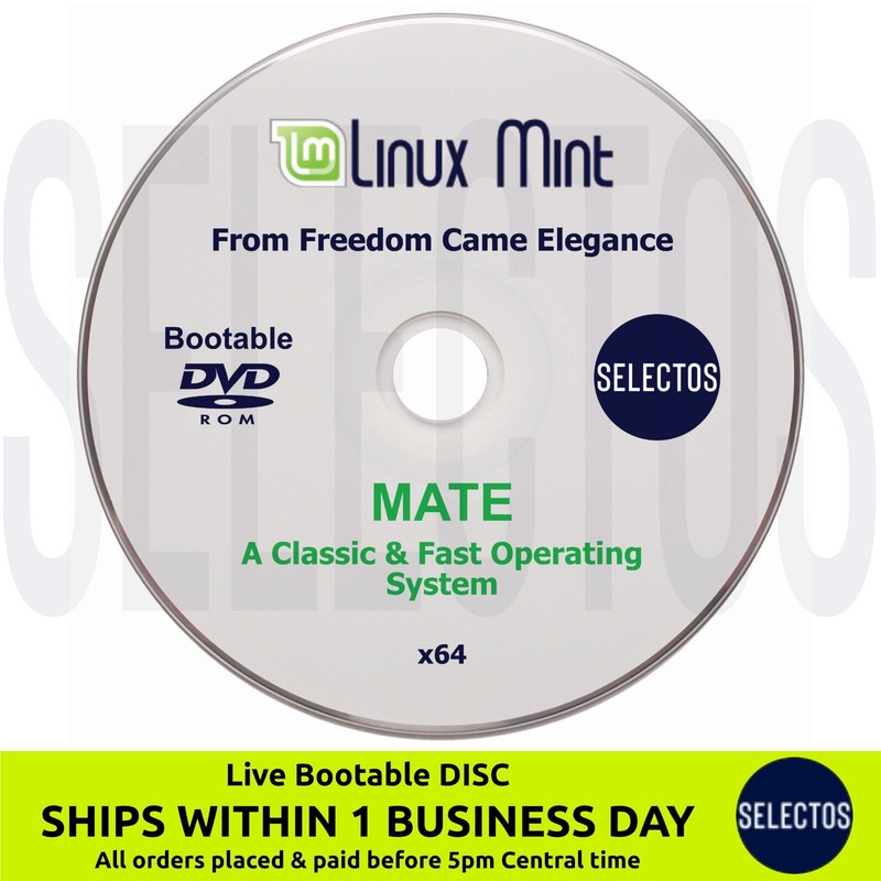 Linux Mint 21.2 Victoria MATE CD Edition Live Bootable DISC Linux OS x86 64bit