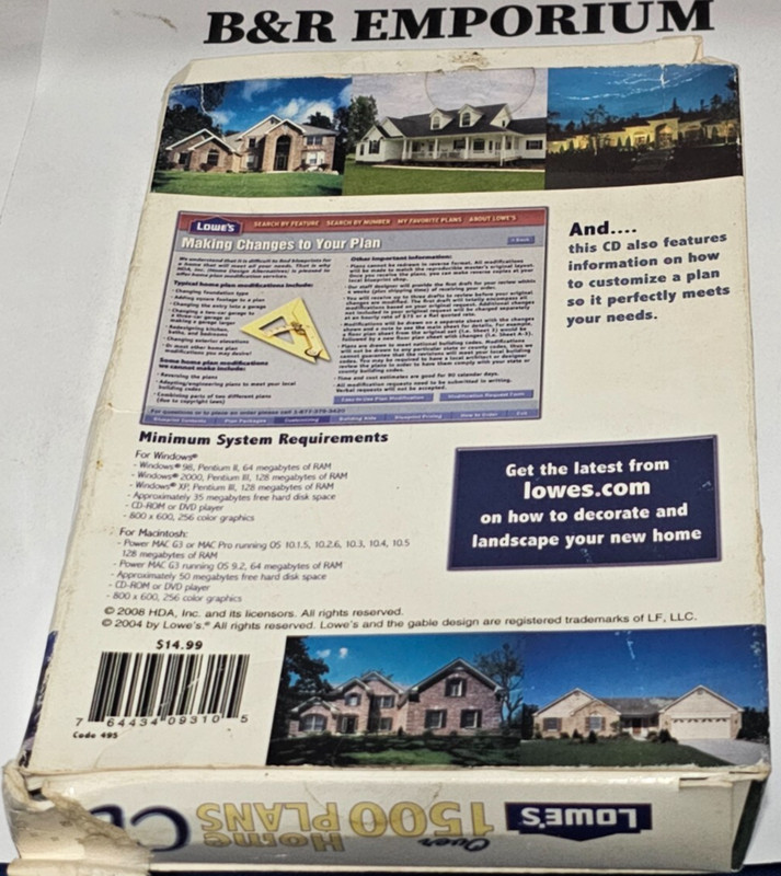 Lowe's Over 1500 Home Plans CD - (2008 Home Design Associates) - Used CD-ROM gallery