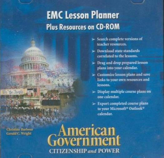 American Government: Citizenship & Power EMC Lesson Planner Plus Resources PC CD