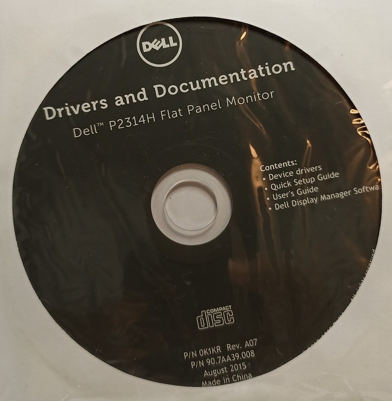 Software: Dell Drivers and Documentation Software for P2314H Flat Panel Monitor