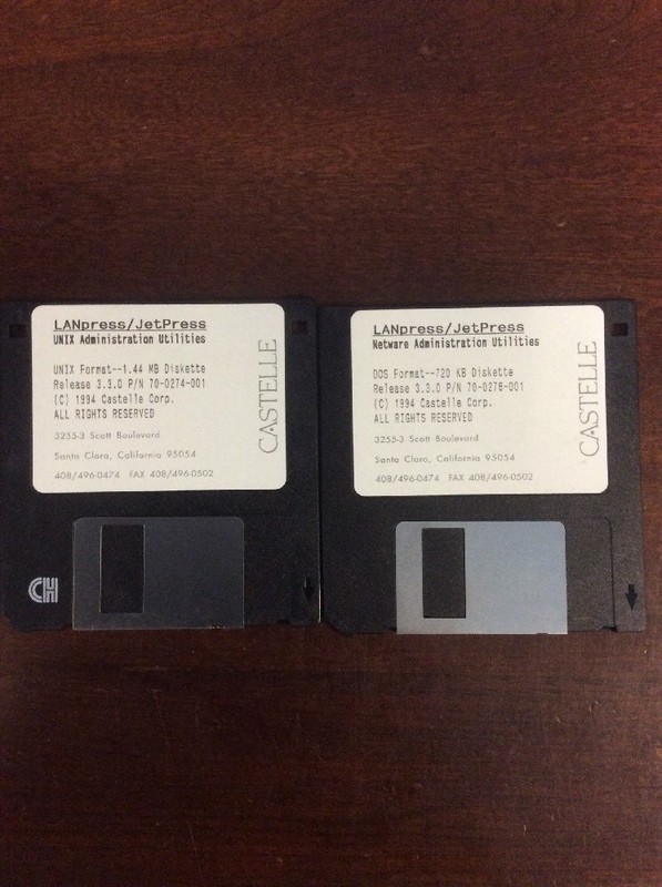 Castelle Landpress Jetpress UNIX Administration Utilities Ver 3.3.0 3.5″ Floppy