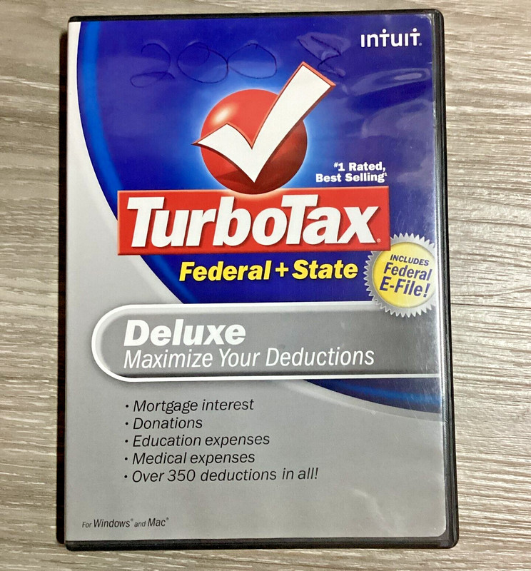 2008 TurboTax Deluxe Federal + State Maximize Deductions Case and CD Back Taxes gallery