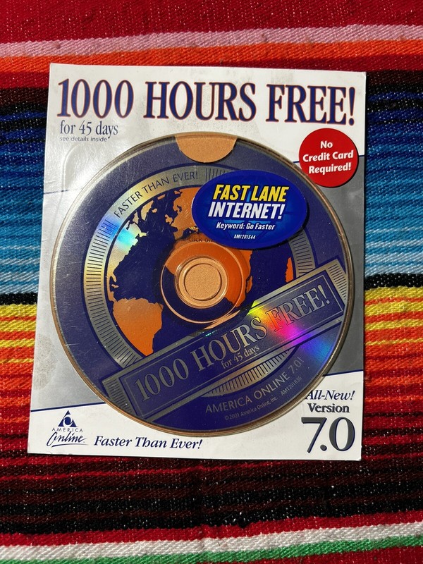 AOL TRIAL DISC SEALED Vintage Software Internet American Online 1000 Hours
