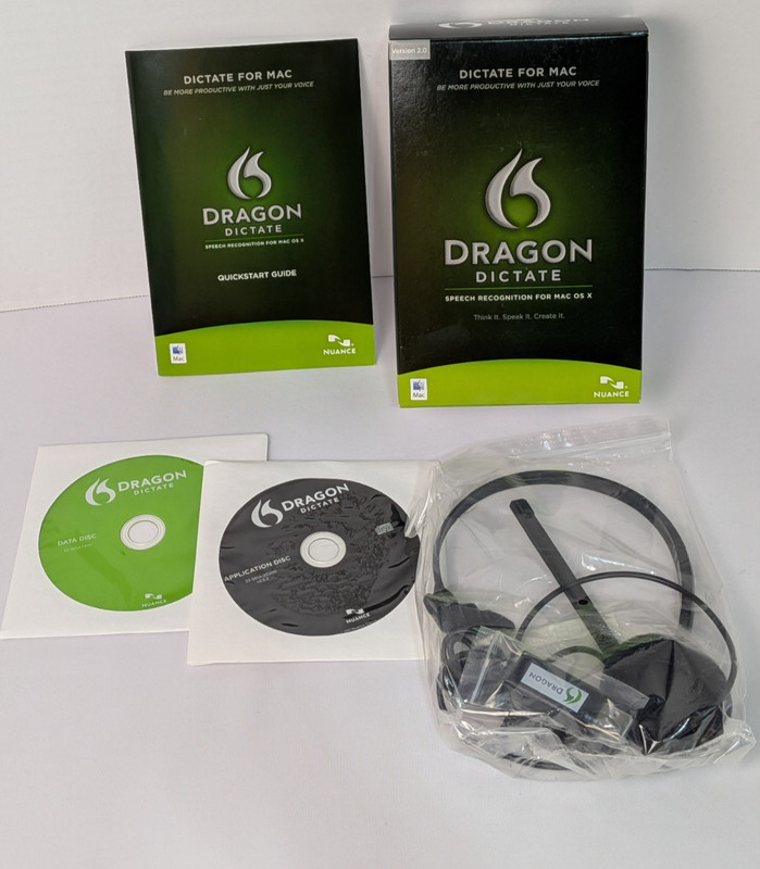 Dragon Dictate Speech Recognition for Mac OS x Version 2.0 W Microphone