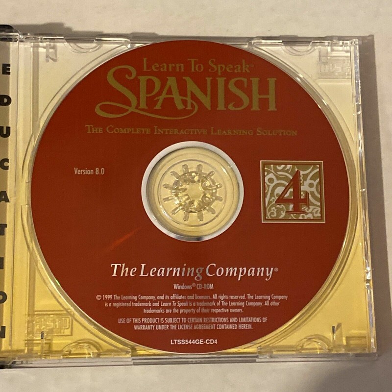Spanish, The Learning Company, Learn To Speak Spanish, V, 8.0, 4 Disk Set, 1999 gallery