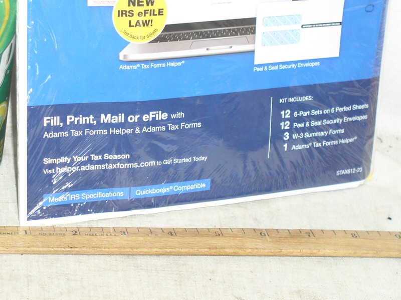 SEALED 2023 ADAMS STAX612-23 W2 TAX KIT FORMS 6-PART W3 12 EMPLOYEES + ENVLOPES gallery