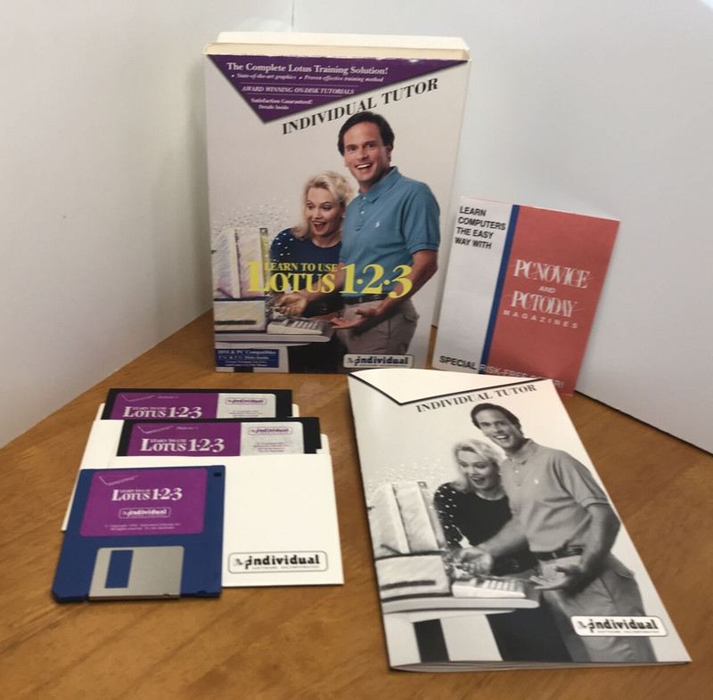 **Vintage LEARN TO USE LOTUS 1-2-3 INDIVIDUAL SOFTWARE TUTOR RETAIL PACKAGE gallery
