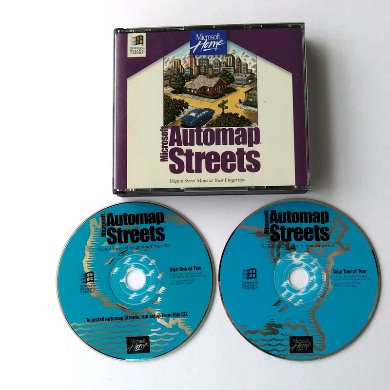 Microsoft Automap Streets PC CD ROM Maps Software Vintage Windows 95 2 Disc