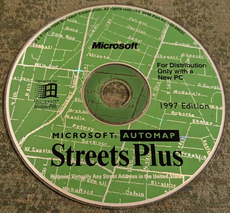 Microsoft Automap Streets Plus 1997 – rare, retro PC software program – disc
