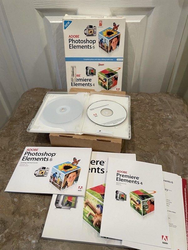 Vintage Adobe Photoshop Elements 6 and Premiere Elements 4 – 2 Discs Excellent