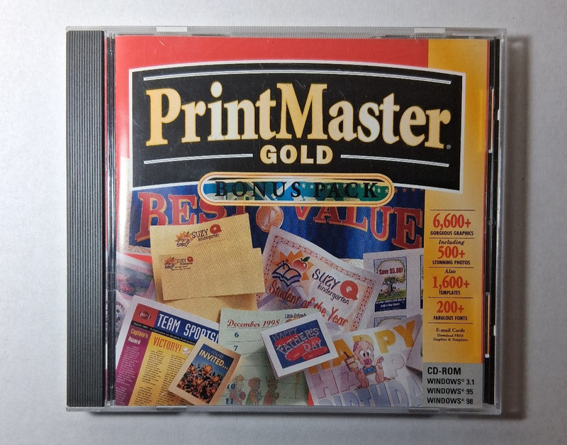 VTG 1998 Mindscape Print Master Gold Publishing Suite Bonus Disc Win 3.1/95/98