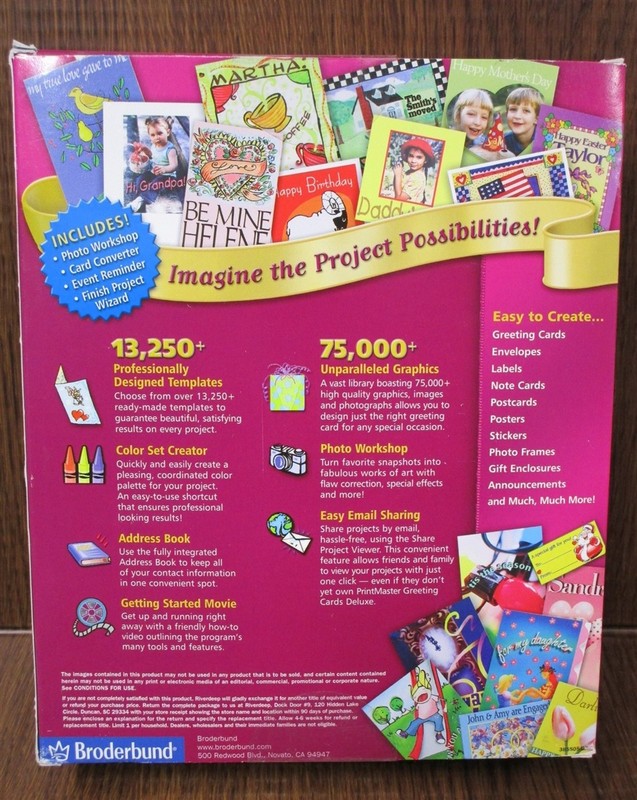 Software PC Print Master Greeting Cards Deluxe Win 98 2000 ME XP NEW Big Box gallery