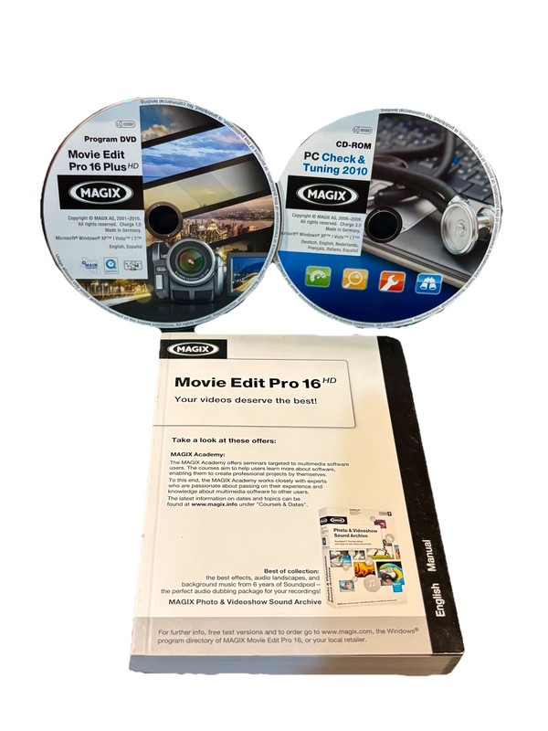 MAGIX Movie Edit Pro 16 Plus HD PC Software DVD CD Manual Windows Retro 2010 HTF