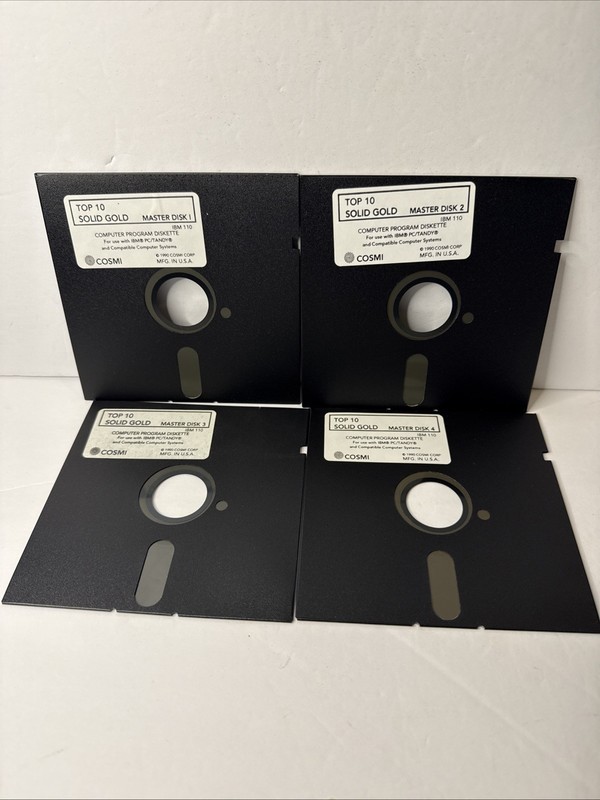 lot of 4 floppy disk top 10 solid gold Master Disk I-4 1990 cosmi IBM PC/Tandy