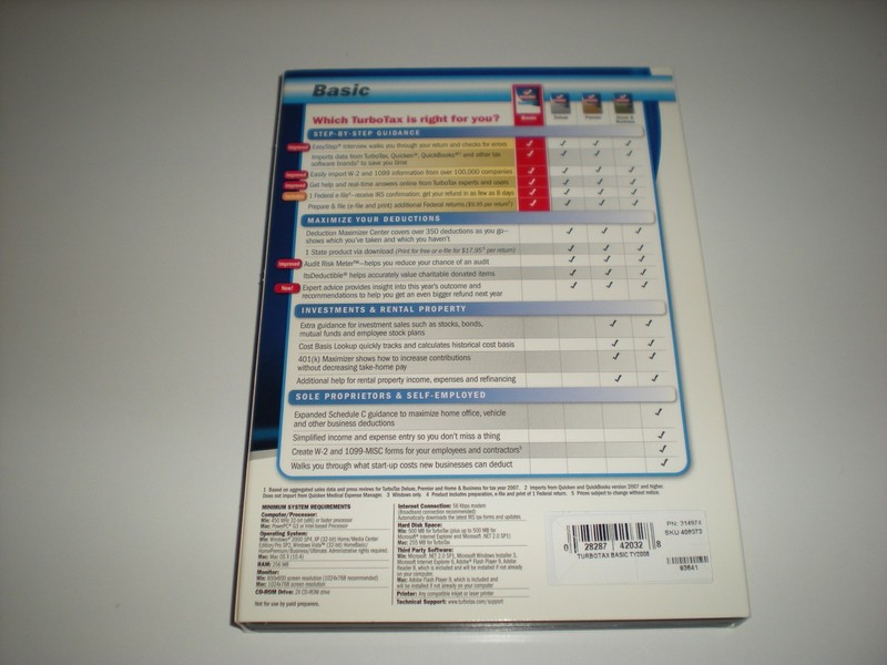 Turbotax 2008 Basic version. New. 10 lot Turbo Tax 2008 gallery