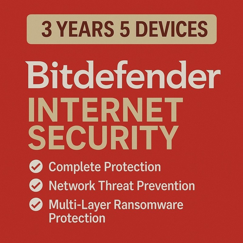 Bitdefender Internet Security 2026 – 3 Years For 5 Windows PC + Daily VPN