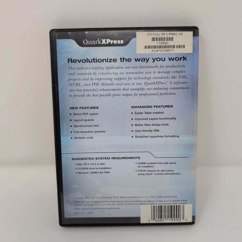 QuarkXPress 6.1 + 6.5 Upgrade - Software Mac OS w/ Code/SN Vintage Mac Design gallery