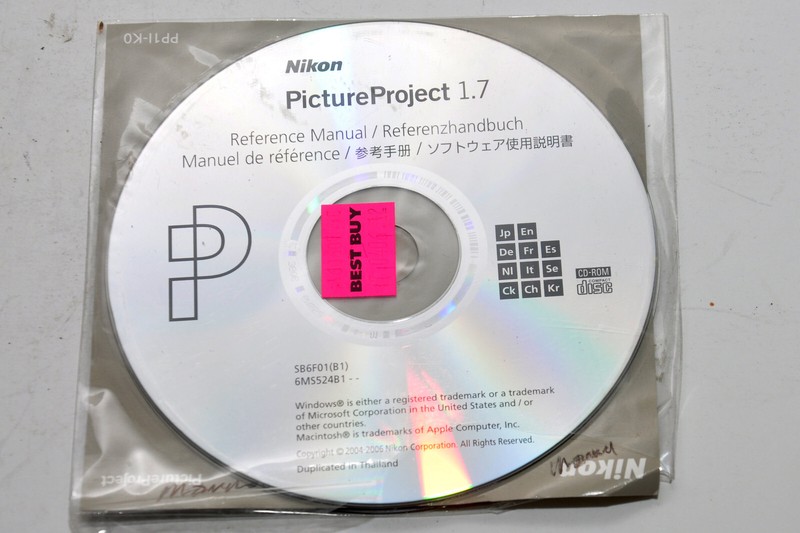 Nikon Picture Project 1.7 Windows & Mac CD-Rom & Reference Manual Disc – 2 Discs