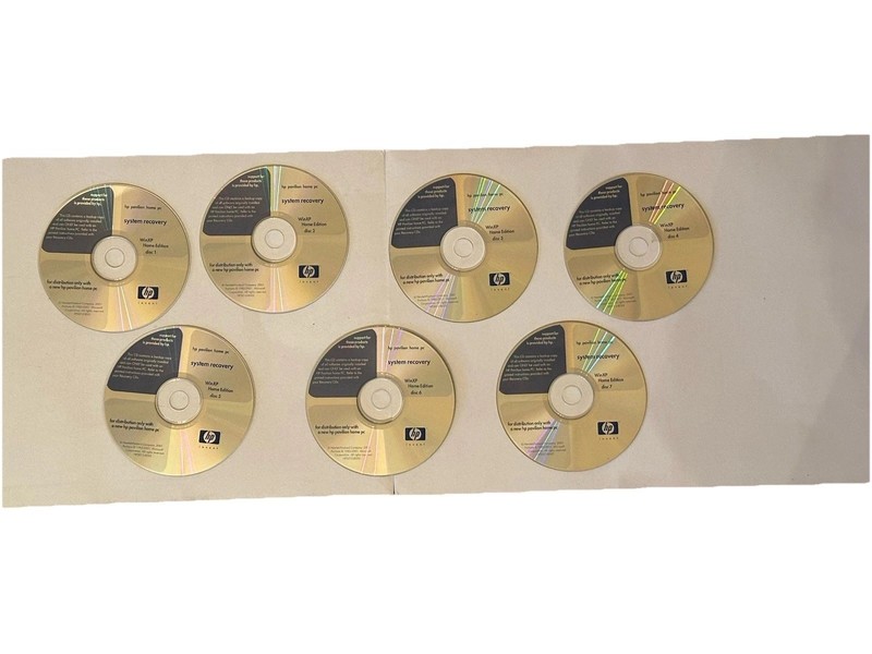 HP Pavilion Home PC System Recovery 7 Disc Set 2001 HP5012 8037 894-964-04 WinXP