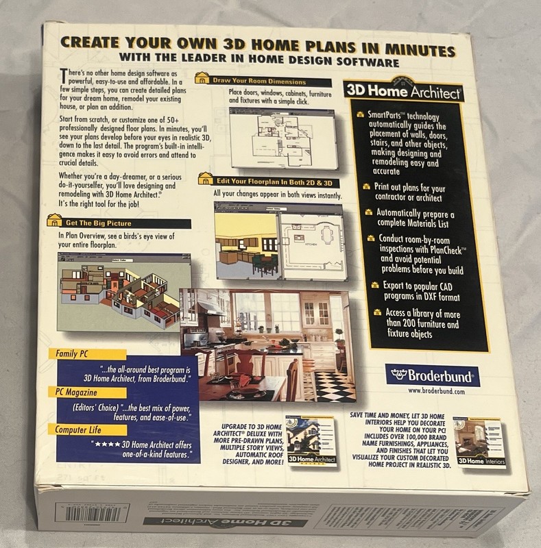 Broderbund 3D Home Architect 3.0 Interiors Deluxe 2.0 Win 95 Home Plans Remodel gallery