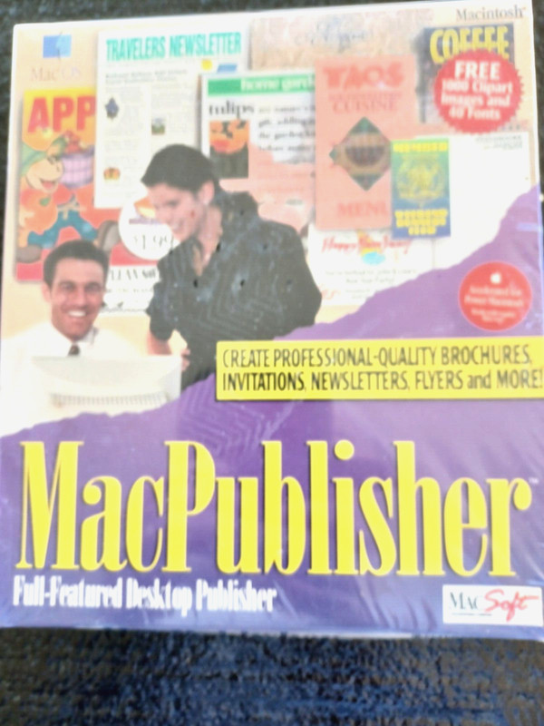Mac Publisher, v. 1.0.4 1996 3.5 Flopy + Fonts/Boxes + Users Manual, MacSoft NEW