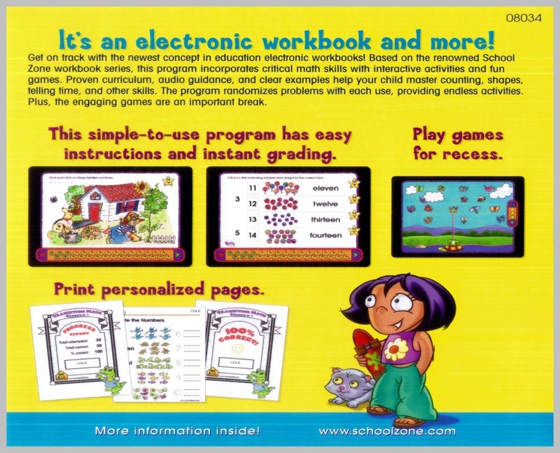 SCHOOL ZONE KINDERGARTEN. 3 BRAND NEW CD-ROM PROGRAMS GRADES K TO 1. gallery