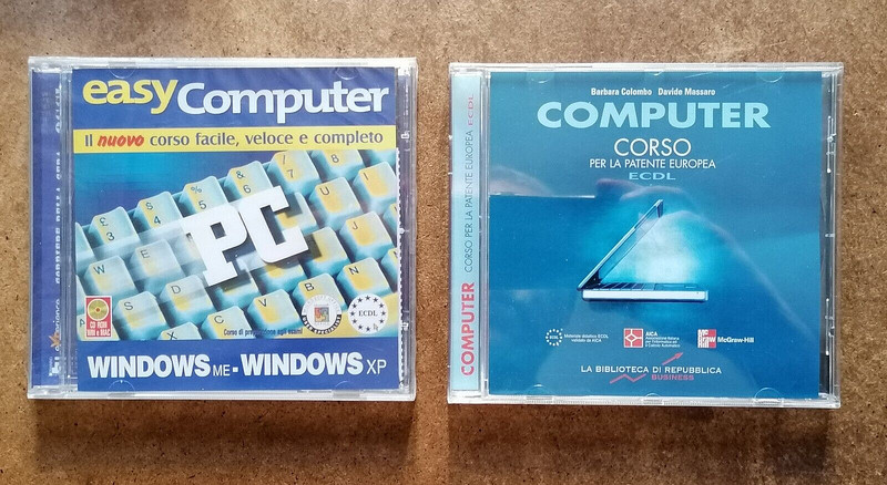 2 CDs: EASY COMPUTER Corriere Sera + COMPUTER COURSE LICENSE ECDL Republic