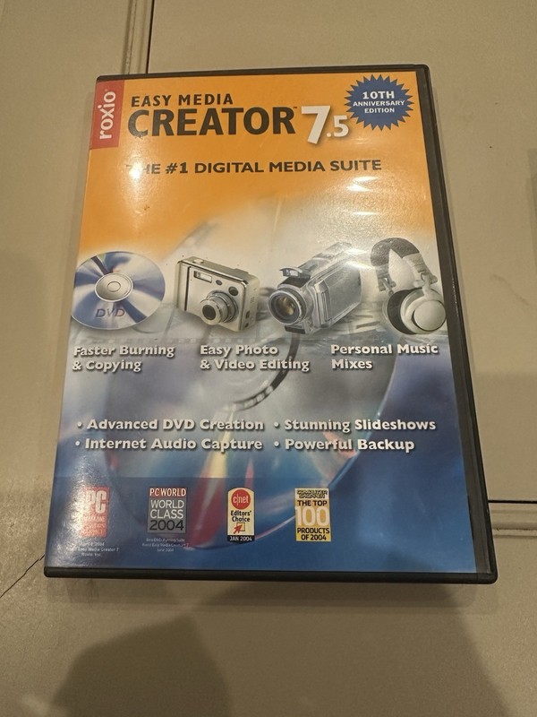 Roxio Easy Media Creator 7.5 w/Product Key Windows XP 2000 CIB Digital Media
