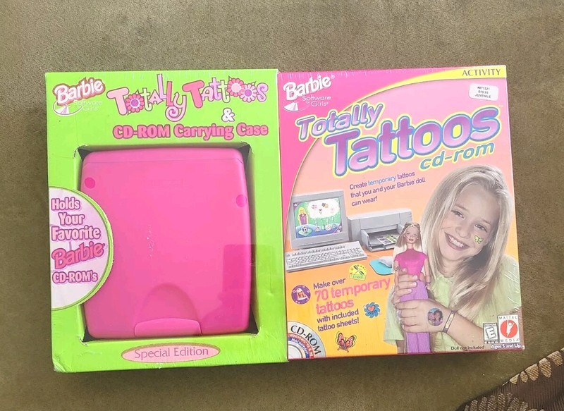 NEW SEALED BARBIE Totally TATTOOS CD ROM COMPUTER PC GAME 1998 Big BOX